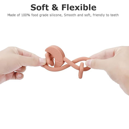 Silicone Baby Teething Toy, Silicone Baby Ring Teether for Babies 3 Months+