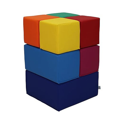 FDP SoftScape Stack-and-Play Building Block Set, Soft Foam Indoor Playset for Toddlers and Kids; Playtime Early Learning at Home (7-Piece) - 14116-110
