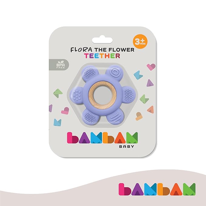 BAMBAM Baby Premium Silicone Teething Ring Toy ??100% BPA Free, Child Safety Tested 0-6, 3-6 6-12 Months