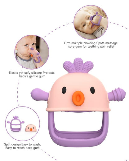Baby Teething Toy Silicone Teething Mitten for Baby Over 3 Months, Anti-Drop Silicone Baby Teether