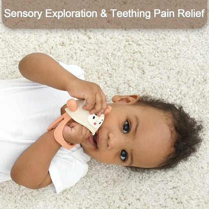 Smily Mia Teething Toys/Teethers for Babies 6-12 Months, Reindeer Baby Chew Toy 3-6 Months for Teething Relief 0-6Months, Nude