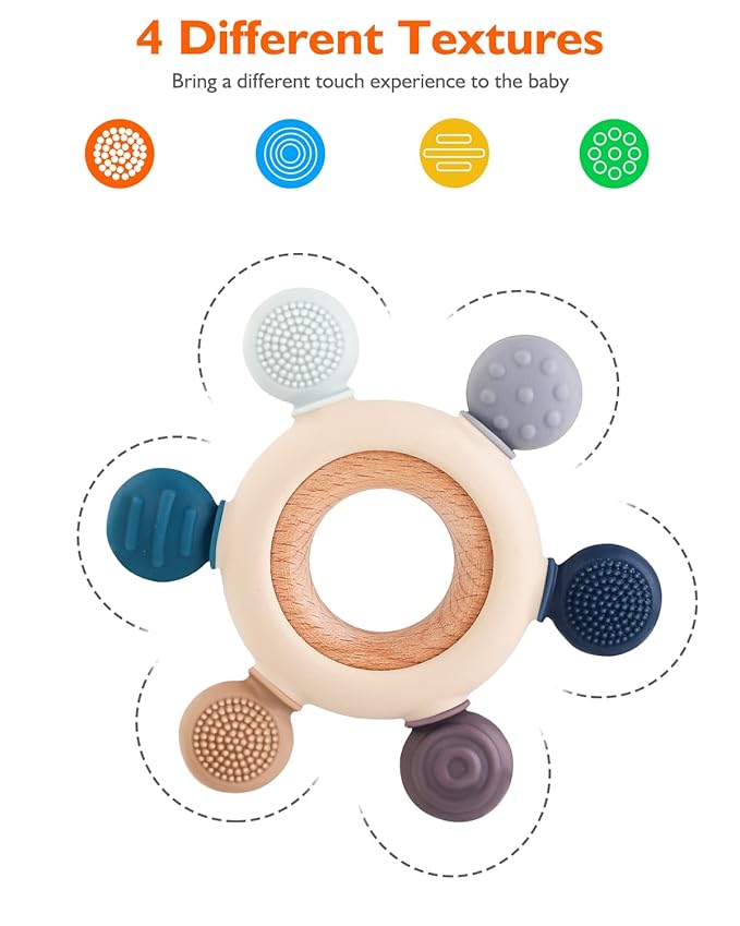 akolik Teething Toys for Babies, Baby Teethers Toy Teething Ring Silicone 3+ Months