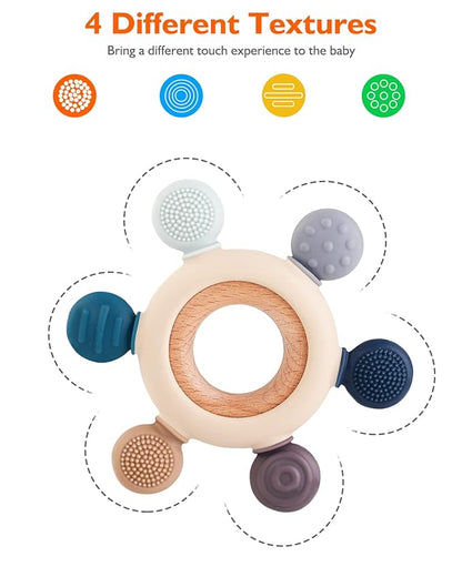 akolik Teething Toys for Babies, Baby Teethers Toy Teething Ring Silicone 3+ Months
