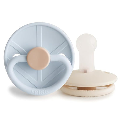 FRIGG Little Viking SilkySoft Silicone Baby Pacifier 2-Pack | Made in Denmark Blue/Cream,6-18 Months)