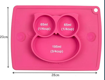 Qshare Toddler Plate, Portable Baby Plate for Toddlers and Kids, BPA-Free Strong Suction Plates for Toddlers, Dishwasher and Microwave Safe Silicone Placemat 11x8x1 inch