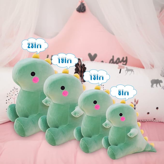 Cute Dinosaur Plush Toys, Fat Dinosaur Stuffed Animals Toys Dolls (Green,19in)