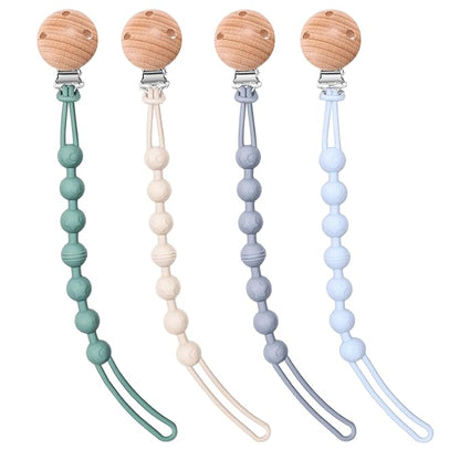 AIXMEET 4-Pack Silicone Pacifier Clip Holder, Soft Flexible Binky Clips