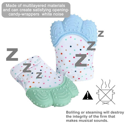 PandaEar Soothing Teething Mitten 2 Pack, Pain Relief 0-12 Months