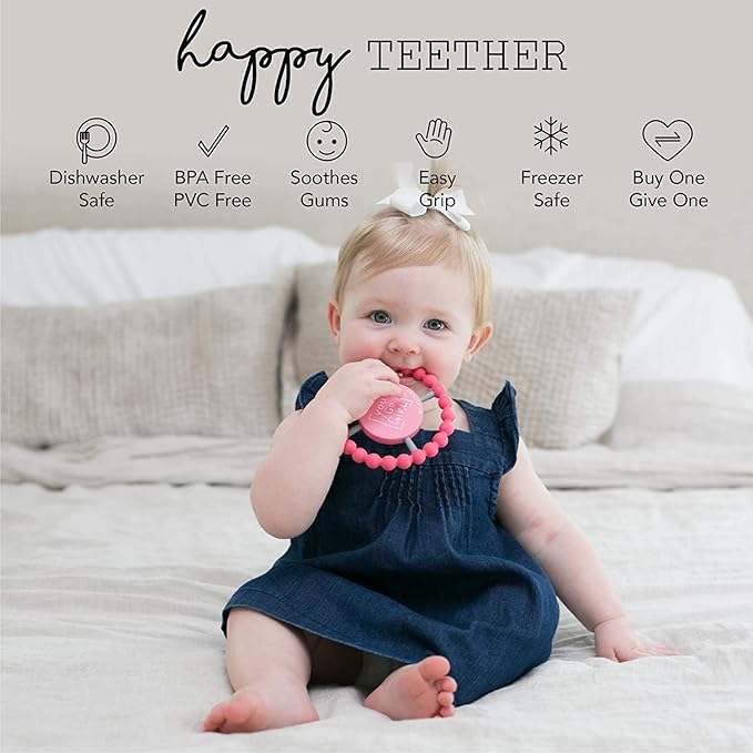 Bella Tunno Happy Teether ??Soft & Easy Grip Baby Teether Toy, Silicone Teether Ring to Help Soothe Gums