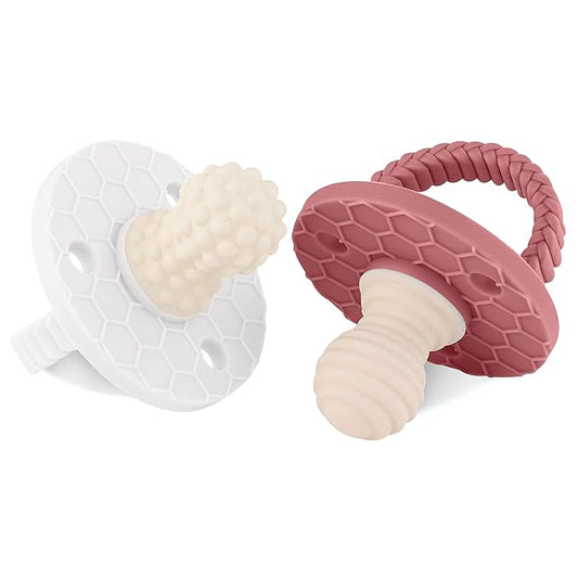 SoothiPop (2 Pack) 3 Month+ Silicone Pacifier Shaped Baby Teething Toy - Freezable & Chewable Baby Teether