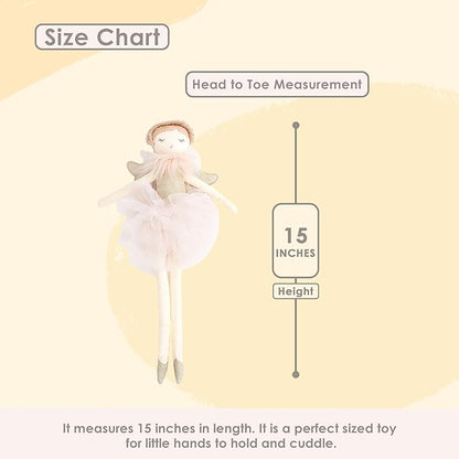 MON AMI Angel Stuffed Doll - 15", Soft Elegant Plush Doll for Little Girls