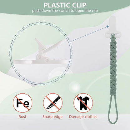 4-Pack Silicone Pacifier Clips with a Woven Rope Shape