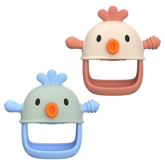 2 Packs Baby Teething Toy Silicone Teething Mitten for Infants 3+ Months, Anti-Drop Silicone Baby Teether