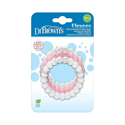 Dr. Brown's Flexees Friends Silicone Teether Purple Octopus Dr. Brown’s Flexees Beaded Teether Rings,100% Silicone Self-Soothe,3 Pack, 3m+