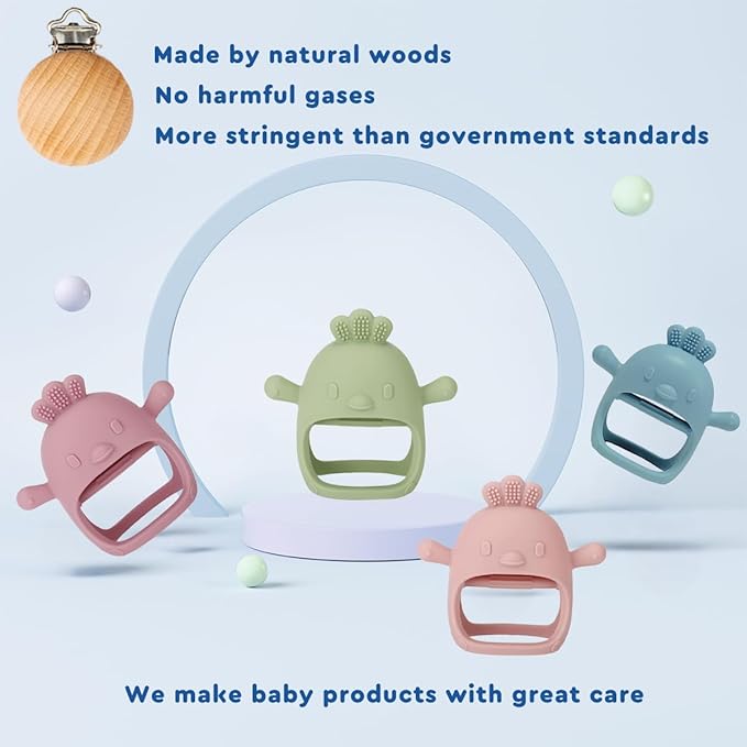 3 Packs Baby Teether Toy for 0-6 6-12 Months,Hold & Wear