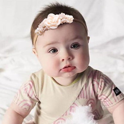 3pcs Baby Girl Hairband, Super Soft & Stretchy Nylon Floral Headbands - Set of 1 3 Multi-colored/patterns, 0-12, Hair