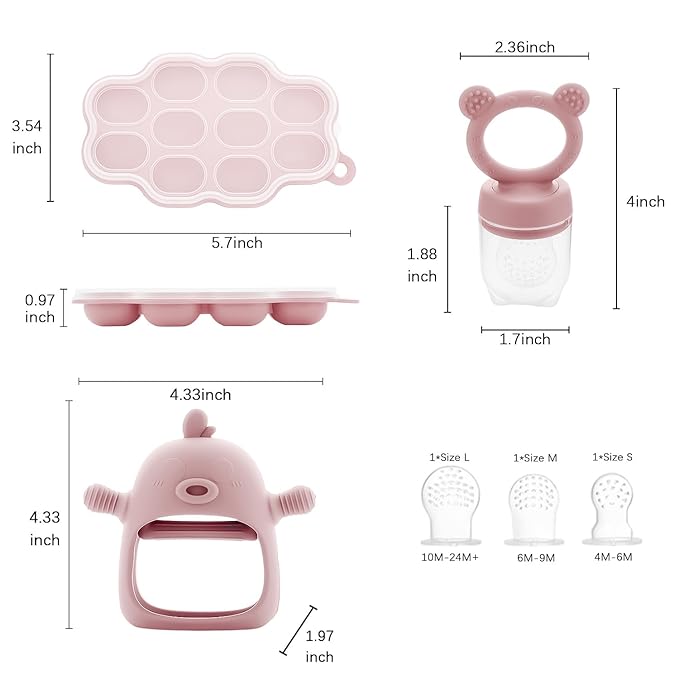 Baby Fruit Feeder Pacifier - 3 Pack | 1 Baby Food Feeder & 1 Baby Teether & 1 Baby Popsicle Molds