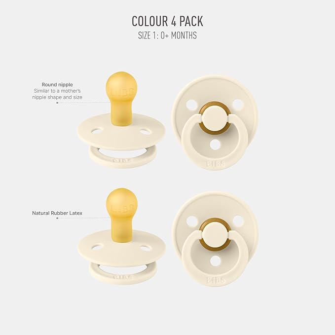 BIBS Colour Pacifier 4-Pack, BPA Free Dummy Pacifier 1 (0-6
