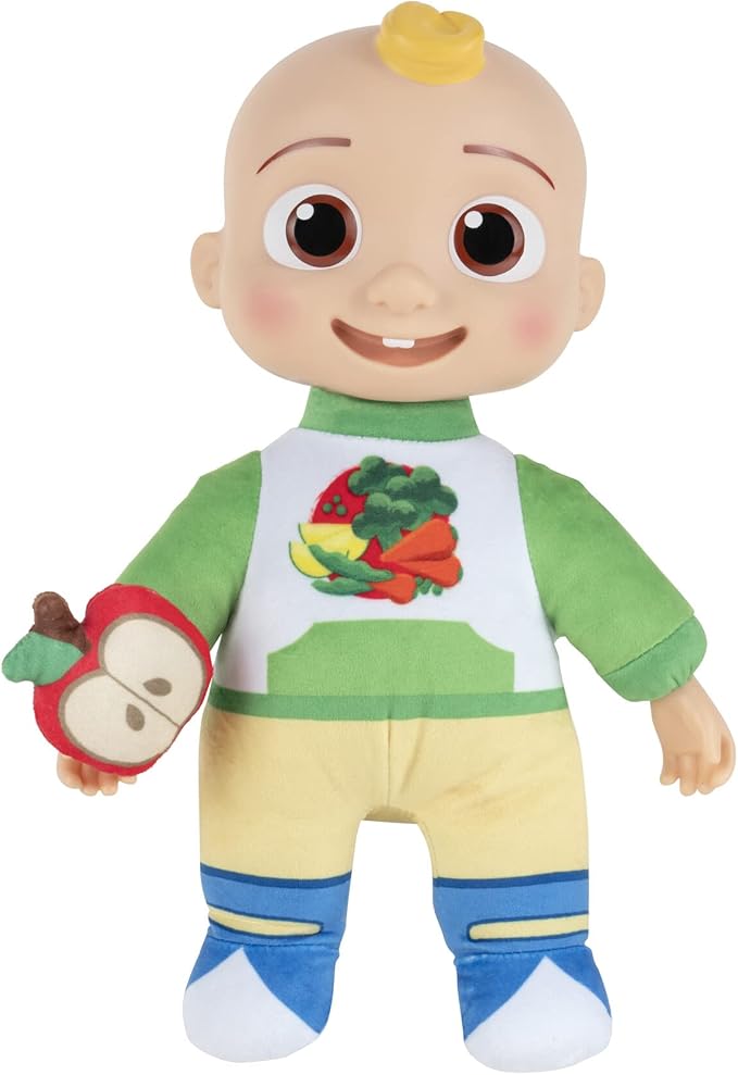 CoComelon Snack Time Features JJ Doll with Red Apple Plush - Plays Sounds, Phrases