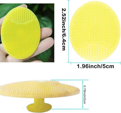 Baby Hair Brush with Wooden Handle and Comb Set for Newborns & Toddlers | Natural Soft Goat Bristles l Wood comb l Yellow Silicone Brush (3PCS)