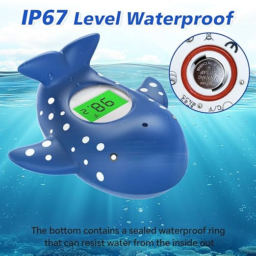 Baby Bath Thermometer, Instant Read Water Thermometer Safety with 3 Color Backlit and Temperature Warning