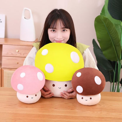 Kawaii Plush Mushroom Toy Pillow, Cute Plushies Mushroom Doll Gift for Kids(Pink 23cm/9in)