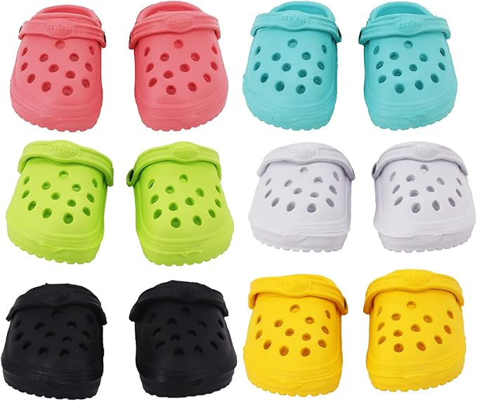 6 Pairs of Doll’s Classic Clogs, Baby Doll Accessories 18 Inch Doll Shoes 6 Colors Doll for 18 Inch Dolls 18 Inch