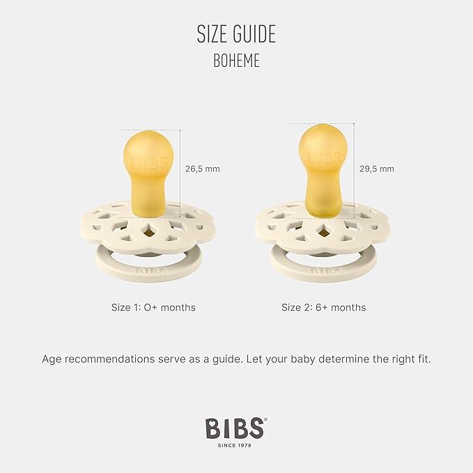 BIBS Pacifiers - Boheme Collection | BPA-Free Baby Pacifier 2 Ivory/Sage 6-18 Months
