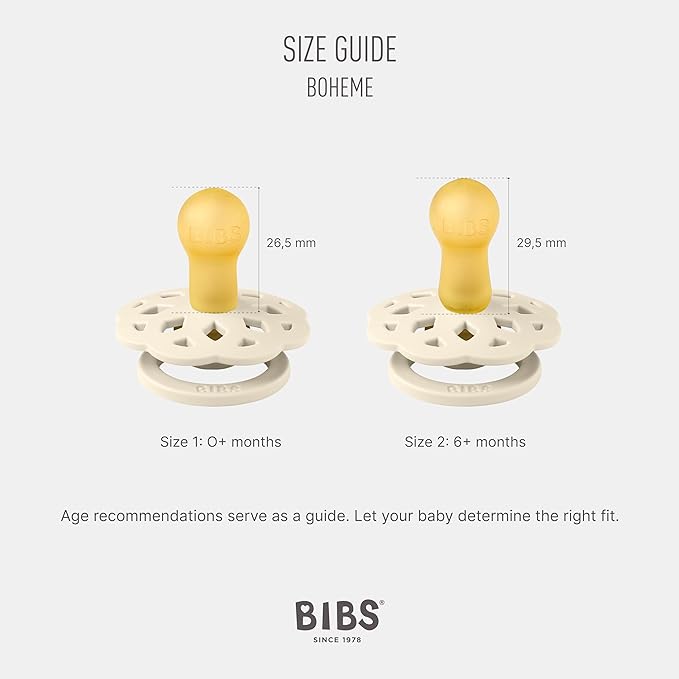BIBS Pacifiers - Boheme Collection | BPA-Free Baby Pacifier 2 Vanilla/Peach 6-18 Months