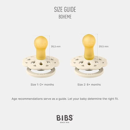 BIBS Pacifiers - Boheme Collection | BPA-Free Baby Pacifier 2 Vanilla/Peach 6-18 Months