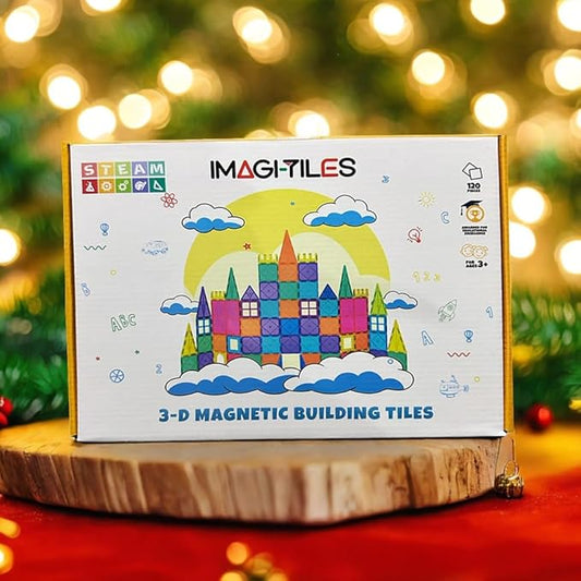 ImagiTiles 120 PCS Magnetic Tiles Building Set for Kids, STEAM Toy for Boys and Girls