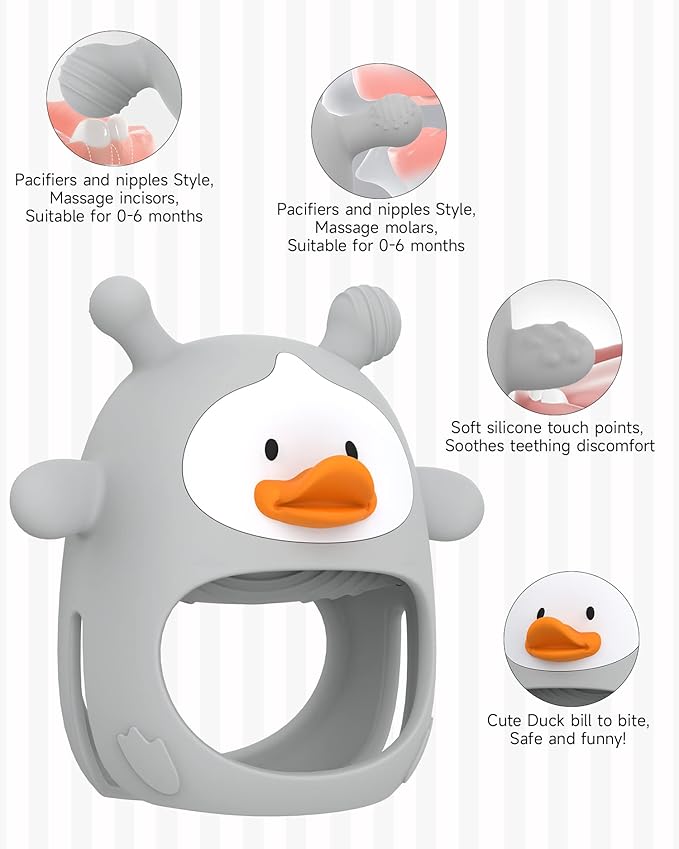 Teething Toys for Babies 0-6 Months, Never Drop Silicone Baby Teether