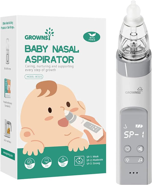 GROWNSY Nasal Aspirator for Baby, Baby Nose Sucker Pro with 3 Soft Silicone Tips