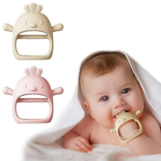 Silicone Baby Teether Toy ’╝īDust-Proof Infants Chew Toys & Soothing 2-in-1’╝īAnti-Dropping Silicone Pacifier(2 Packs)