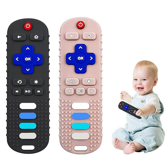 2-Pack Baby Teething Toys-TV Remote Control Shape Silicone Infants Teething 0-18 Months,BPA-Free