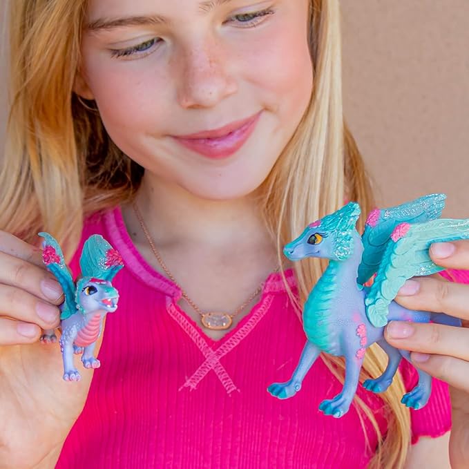 Schleich Bayala Dragon Toys and Figurines - Flying Flower Mother and Small Baby Dragon, Action Figure Kid Toys and Dolls, Girls and Boys Ages 5 and Above