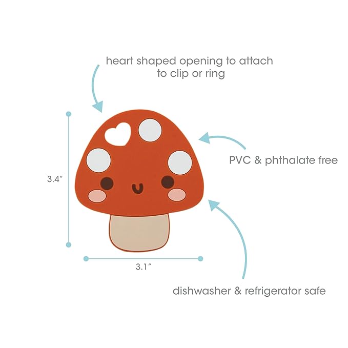 Pearhead Mushroom Silicone Baby Teether, Teething Toy for Babies 0+ Months