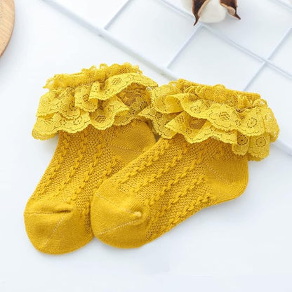 QandSweet Baby Girls' Eyelet Flower Socks Ankle Sock for Newborn