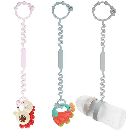 Toy Tethers for Babies, Pacifier Holder Clip with Self-Adjusting Bayonet