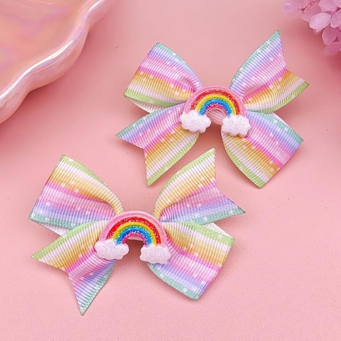 Baby Rainbow Snap Clips Bow Toddler Rainbow Clips Bowknot Infant JHP05 (2