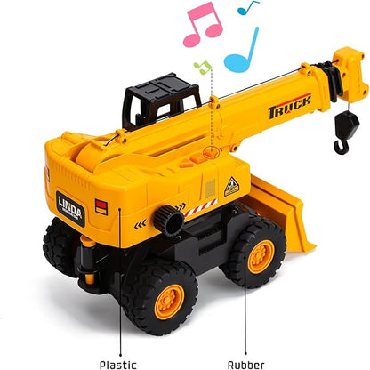 haomsj 2-in-1 Toy Crane Bulldozers Construction Set Trucks for Boys 3-5, Excavator 3 4 5 6