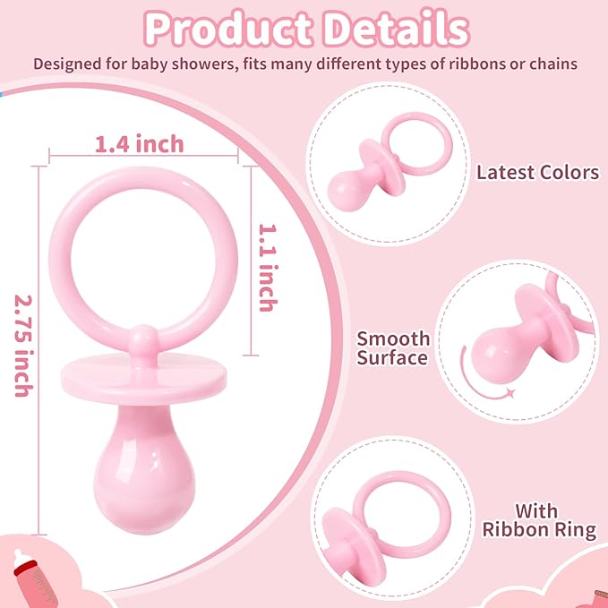 36 Plastic Pacifiers for Baby Shower Game, 2.75?ÖŌĆ?Baby Shower Pacifiers