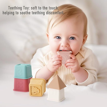 Baby Stacking Cups Toy, Silicone Stacking Tower 6 Months+, 8 Pcs
