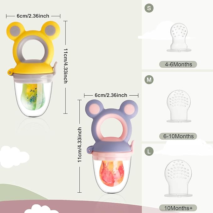 Baby Solids/Frozen Fruit Feeder Pacifier, Infant Teether Toy 4M+ 2-Pack -