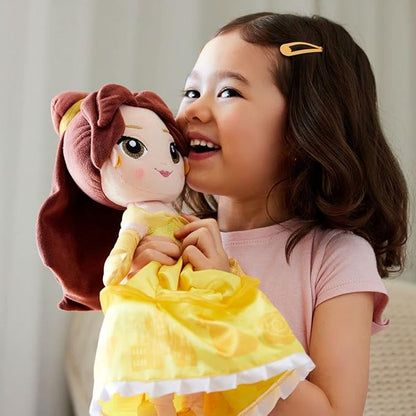 Disney Store Official Princess Plush Doll (Belle from Beauty and The Beast) Medium 14 Inches, Princess Dolls with Embroidered Features