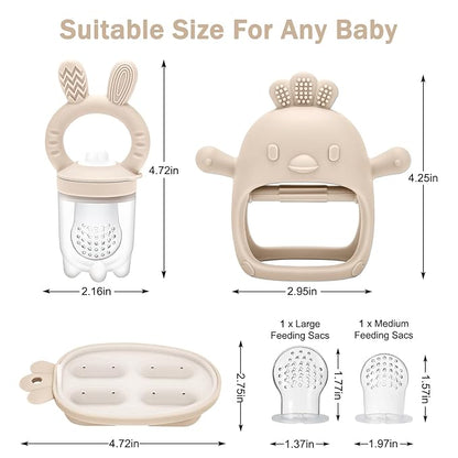 Baby Food Fruit Feeder & Mini Freezer Nibble Tray, Breastmilk Popsicle Molds for Baby Cooling Relief