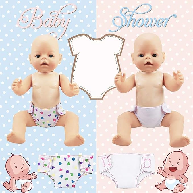 4 Pack Baby Diapers Doll Underwear for 14-18 Inch Baby