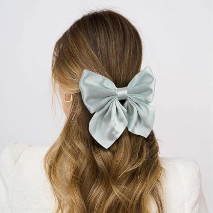 5 Inch Large Satin Hair Bows Alligator Hair Clips, Swallowtail 8Pcs for satin8pcs)