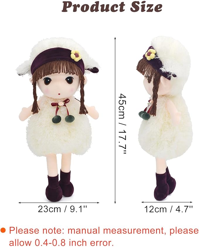 HWD Kawaii 17 inch Stuffed Plush Girl Toy Doll Good (White_1)