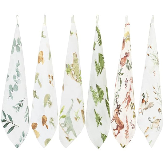 LifeTree 6 Pack Baby Muslin Washcloths for Unisex, 70% Viscose from Bamboo and 30% Cotton Wash Cloth Set for Baby Face Body